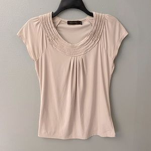 Gold Trim Nude Blouse